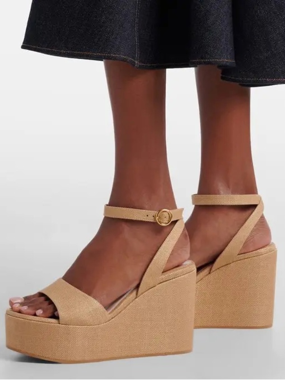 Gianvito Rossi
Virginie raffia platform wedge sandals NWOT